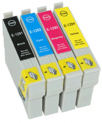 Set 4 Cartuse Compatibile Epson T1291 T1292 T1293 T1294 Epson Stylus SX 445W SX 425W BX 535WD BX 635FWD BX 935FWD WF 3520DWF BX 630 