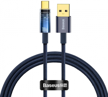 Cablu de date si incarcare USB la USB-C Baseus Explorer 100W Fast Charging 1m Albastru 