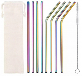 Set paie metalice reutilizabile inox multicolor 8 buc 