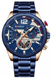 Ceas barbatesc de mana Curren Elegant Cronograf Quartz Analog Luxury Casual Albastru 