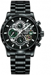 Ceas barbatesc Lige Elegant Business Data Quartz Analog Otel Negru 