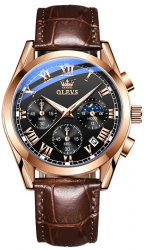Ceas barbatesc Olevs Piele Quartz Analog Clasic Business Maro 