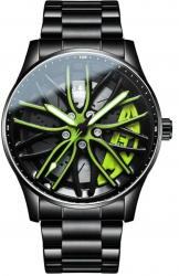 Ceas barbatesc Olevs Sport Casual Quartz Roata Rotativa Negru/Verde 