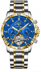 Ceas barbati Tevise Mecanic Automatic Business Analog Elegant Argintiu/Albastru 