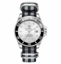Ceas mecanic automatic Tevise Curea Nylon Analog Argintiu 