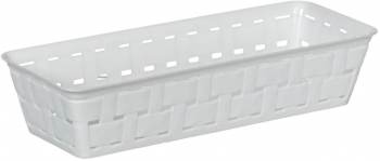 Cos de depozitare Shopiens® din plastic tip ratan alb 29x10.5x6 cm/1L 