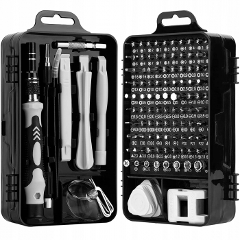 Set surubelnite de precizie cu accesorii 115 piese ideal pentru depanare telefoane 