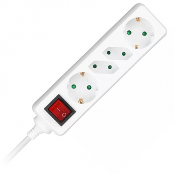 Prelungitor cu intrerupator 4 cai alb 1.5m 3g1.5mm2 