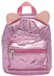 Rucsac mini pentru fetite Shopiens® model roz metalizat cu urechi glitter