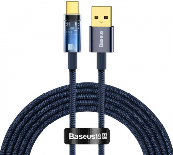 Cablu de date si incarcare USB la USB-C Baseus Explorer 100W Fast Charging 2m Albastru 