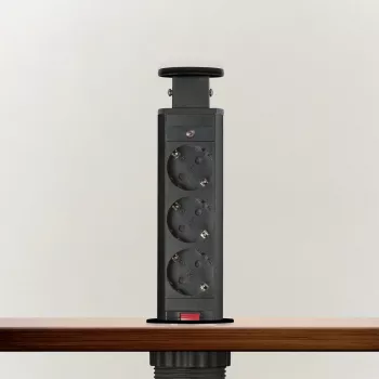 Distribuitor electric ascuns - 3 prize - negru mat - Delight 
