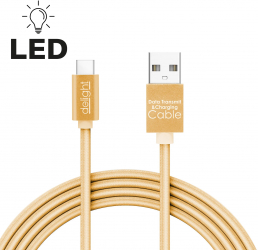 Cablu de date - USB Type C - cu lumina LED auriu 1 m 