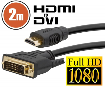 Cablu DVI-D HDMI 2 m cu conectoare placate cu aur 