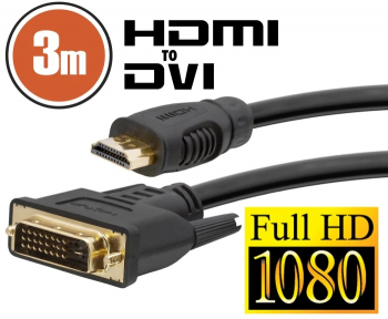 Cablu DVI-D HDMI 3 mcu conectoare placate cu aur 