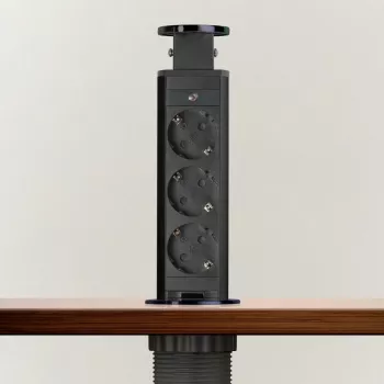 Distribuitor electric ascuns - 3 prize - negru lucios - Delight 