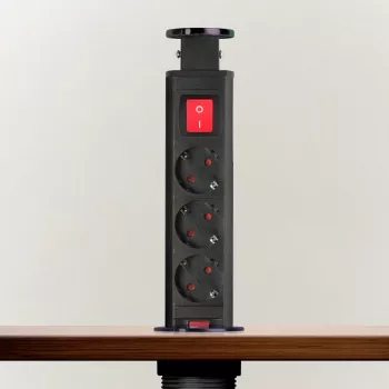 Distribuitor electric ascuns - 3 prize - negru lucios - Delight 
