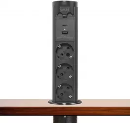 Distribuitor electric ascuns motorizat - Touchcontrol - 3-way + USB + Type-C - negru 