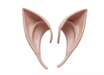 Urechi ascutite de spiridus pentru petreceri material silicon cauciucat 8x 4 cm Crem 