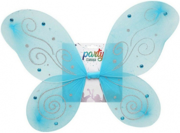 Aripi de fluture Trendy Vibes cu sclipici si pietre pentru serbari petreceri deghizari festivitati 48x 37 cm Bleu 
