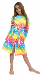 Halat de baie pentru fete si baieti model cu Unicorn multicolorat stil marin cu stelute varsta 9-10 ani 