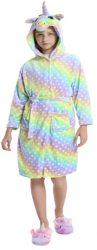 Halate de baie pentru copii model cu Unicorn curcubeu cu buline 11-13 ani 