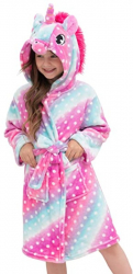 Halate de baie pentru copii model cu Unicorn roz-bleu cu buline 9-10 ani 