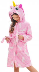 Halate de baie pentru copii model cu Unicorn roz cu caluti 9-10 ani 