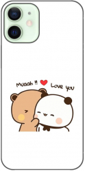 Husa compatibila cu Apple iPhone 12 Mini Silicon Gel Tpu Model Bubu Dudu Muaah Love You 