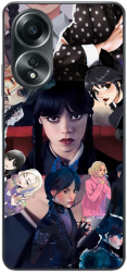 Husa compatibila cu Oppo A58 4G Silicon Gel Tpu Model Wednesday Addams Colaj Scene Film 