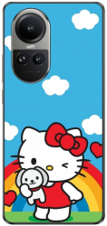Husa compatibila cu Oppo Reno10 5G Silicon Gel Tpu Model Hello Kitty Rainbow 