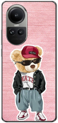 Husa compatibila cu Oppo Reno10 5G Silicon Gel Tpu Model Pink Jeans Bear 