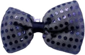 Papion textil unisex cu sclipici si paiete pentru adulti sau copii Negru 