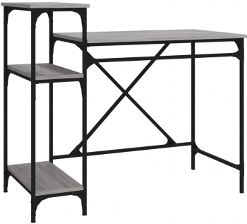 vidaXL Birou cu rafturi gri sonoma 105x50x90 cm lemn compozit/fier 