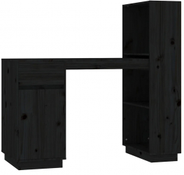 vidaXL Birou negru 110x53x117 cm lemn masiv de pin 