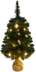 vidaXL Brad Craciun artificial pre-iluminat cu suport verde 90 cm PVC