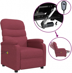 vidaXL Fotoliu de masaj electric rabatabil rosu vin textil 