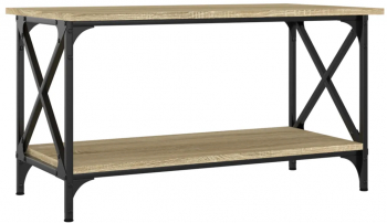 vidaXL Masuta cafea stejar sonoma 80x45x45 cm lemn prelucrat si fier 