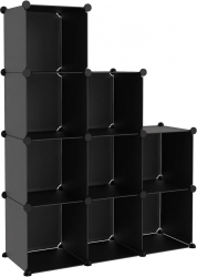 vidaXL Organizator cub de depozitare 9 cuburi negru PP 