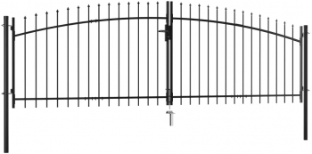 vidaXL Poarta de gard cu doua usi cu varfuri de sulita 400 x 200 cm 