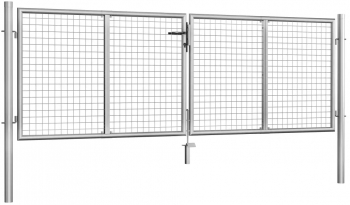 vidaXL Poarta de gradina argintiu 306 x 125 cm otel galvanizat 