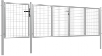 vidaXL Poarta de gradina argintiu 400 x 100 cm otel 