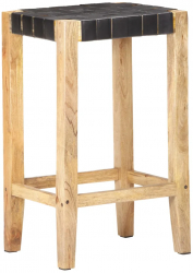 vidaXL Scaune de bar 2 buc. negru piele naturala 75 cm 