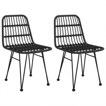 vidaXL Scaune de gradina 2 buc. negru 48x62x84 cm ratan PE 