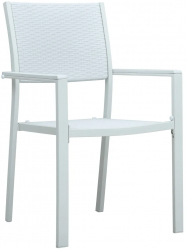vidaXL Scaune de gradina 4 buc. alb plastic aspect ratan 