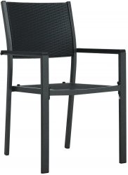 vidaXL Scaune de gradina 4 buc. negru plastic aspect ratan 