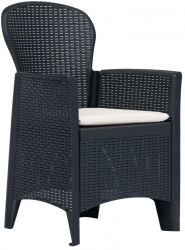 vidaXL Scaune de gradina cu perne 2 buc. antracit plastic aspect ratan 