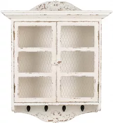 Dulap perete lemn alb antichizat 56x23x69 cm 