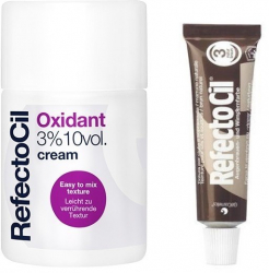 Kit vopsire gene si sprancene Refectocil Vopsea Nr.3 maro 15ml si Oxidant Crema 100ml 
