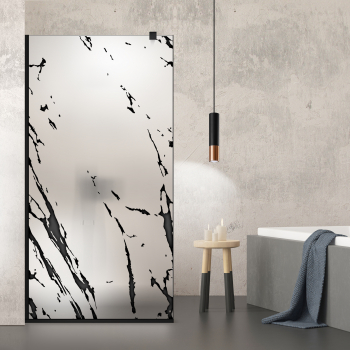 Paravan dus walk-in Aqua Roy ® Black model Rock negru sticla 8 mm mata securizata anticalcar 70x195 cm 