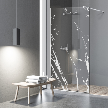 Paravan dus walk-in Aqua Roy ® INOX model Rock alb sticla 8 mm clara securizata anticalcar 100x195 cm 
